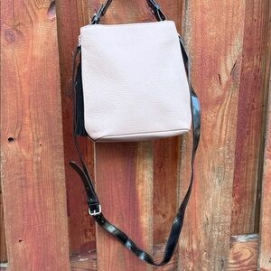Prune Blush Pebbled Leather Crossbody with Black Strap bag